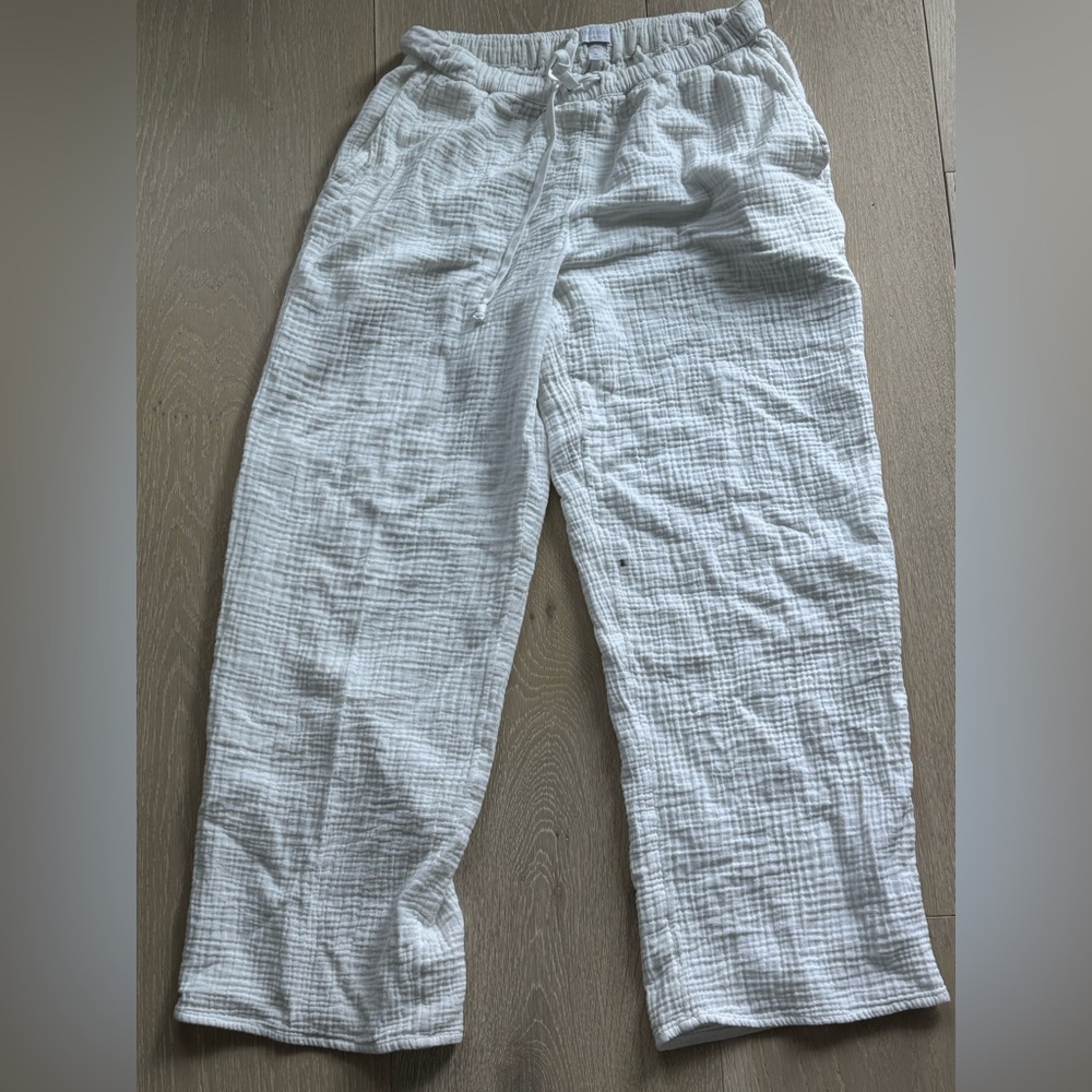 Aritzia White Flowy Drawstring Pants